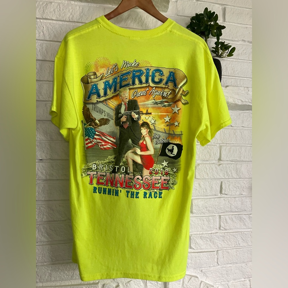 Gildan Neon Yellow 'Let’s Make America Great Again' Graphic Tee